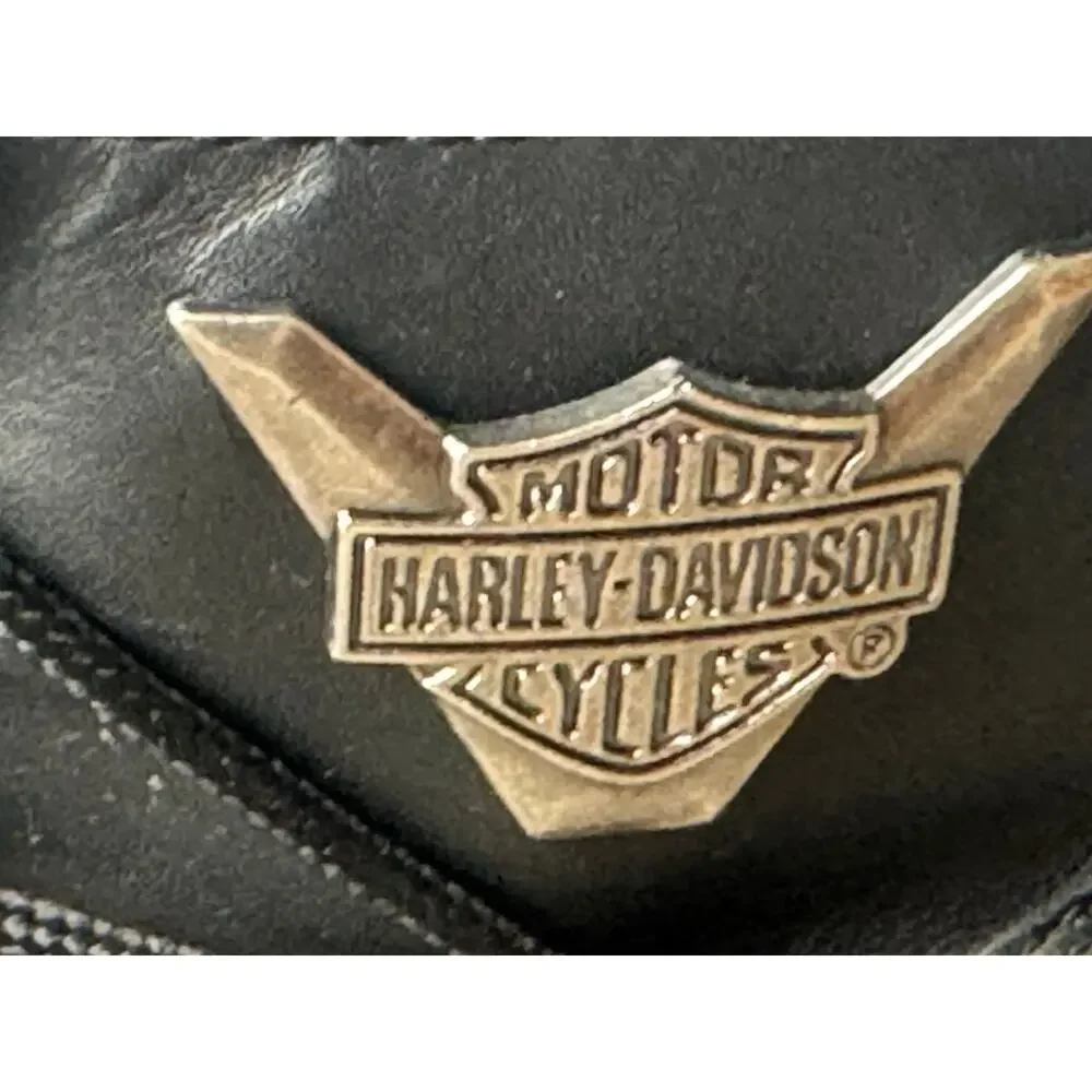 Harley-Davidson Mens SZ 12 Leather Boots Double Zip 91680 Black Preowned